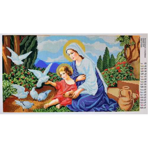 Схема для вишивки бісером "Богородиця з голубами"