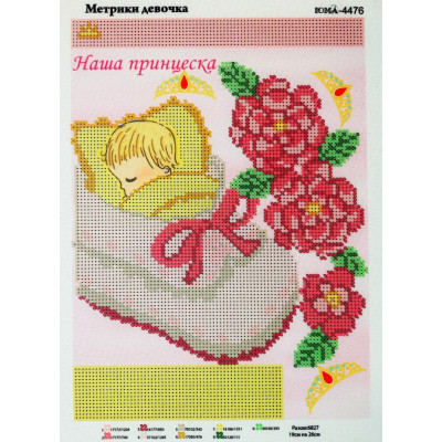 Схема для вишивки бісером "Метрика для дівчинки"