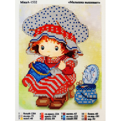 Схема для вишивки бісером "Малишка вишиває"