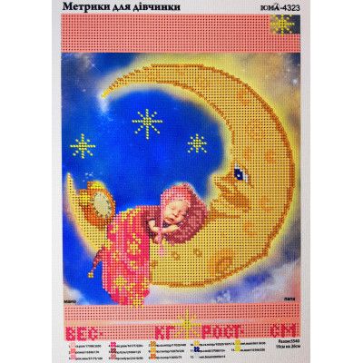 Схема для вишивання бісером "Метрика для дівчинки"